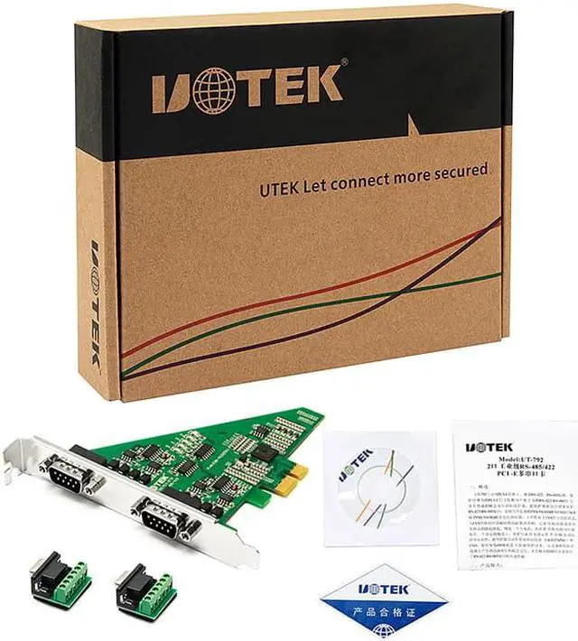 Alt view image 5 of 7 - UOTEK PCI-E to 2 Ports RS485 RS422 Serial Port Adapter High-Speed Serial Expansion Port ESD Protection Industrial UT-792
