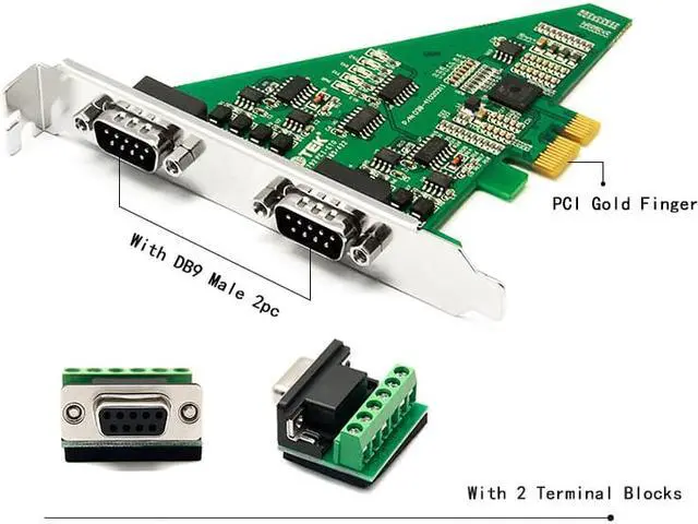 Alt view image 3 of 7 - UOTEK PCI-E to 2 Ports RS485 RS422 Serial Port Adapter High-Speed Serial Expansion Port ESD Protection Industrial UT-792
