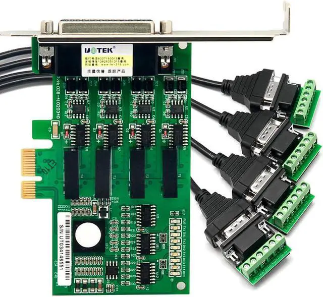 Alt view image 4 of 7 - UOTEK Industrial PCIE to 4-Port RS485 RS422 Serial Card PCI-E to RS-485 RS-422 High Speed Converter Adapter DR44 Connector Optical Isolation 1.2Km Transmission Distance 4U UT-794I