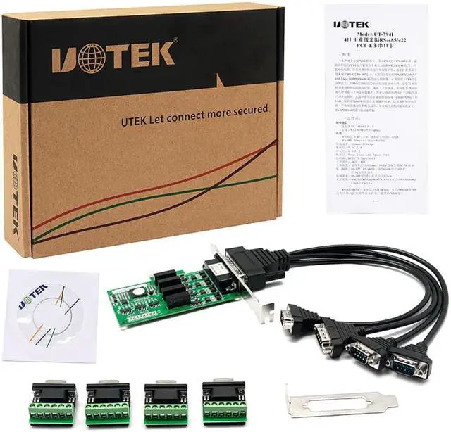 Alt view image 6 of 7 - UOTEK Industrial PCIE to 4-Port RS485 RS422 Serial Card PCI-E to RS-485 RS-422 High Speed Converter Adapter DR44 Connector Optical Isolation 1.2Km Transmission Distance 4U UT-794I