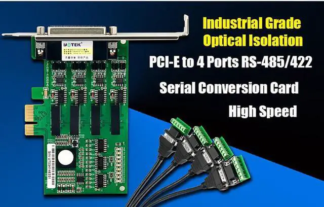 Main image of UOTEK Industrial PCIE to 4-Port RS485 RS422 Serial Card PCI-E to RS-485 RS-422 High Speed Converter Adapter DR44 Connector Optical Isolation 1.2Km Transmission Distance 4U UT-794I