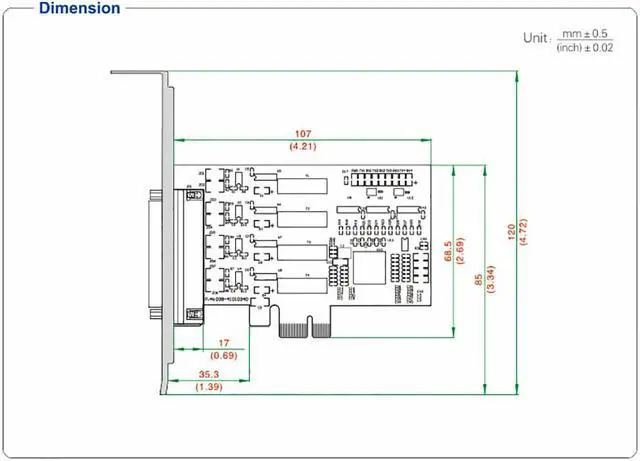 Alt view image 7 of 7 - UOTEK Industrial PCIE to 4-Port RS485 RS422 Serial Card PCI-E to RS-485 RS-422 High Speed Converter Adapter DR44 Connector Optical Isolation 1.2Km Transmission Distance 4U UT-794I