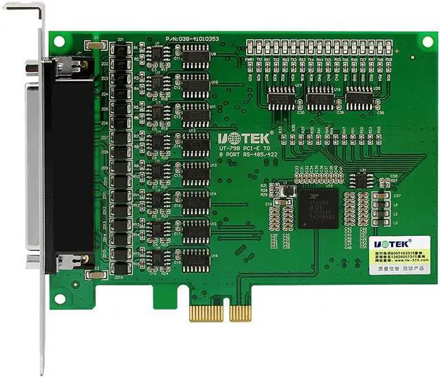 Alt view image 4 of 7 - UOTEK Industrial PCI-E to 8 Port RS-485 RS-422 High Speed Serial Card PCIE to RS485 RS422 8-Port Converter ESD Anti-lightning 4U DR62 Connector UT-798
