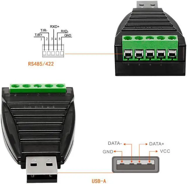 Alt view image 2 of 7 - UOTEK USB to RS-485 RS-422 Converter RS422 RS485 to USB 2.0 Adapter Serial Connector ESD Static Protection 5-pin Terminal Block UT-885 Win7/8/8.1/10/XP/Vista/CE/Mac/Linux