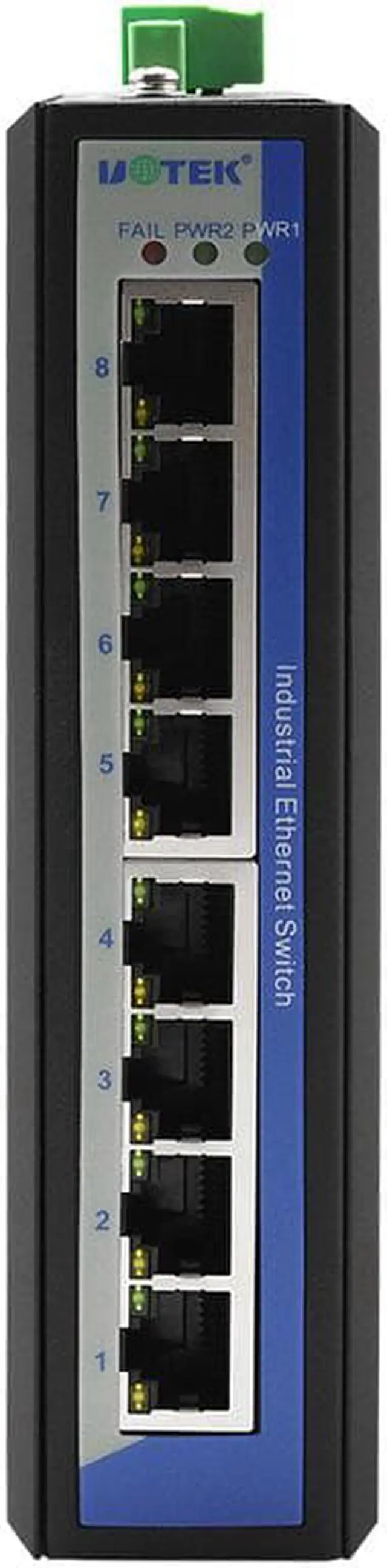 Alt view image 3 of 7 - Industrial Grade UOTEK 10/100/1000M 8 Ports RJ45 Network Unmanaged Ethernet Switch DIN-Rail 12/24/48VDC Support Reverse Polarity Protection UT-6408G