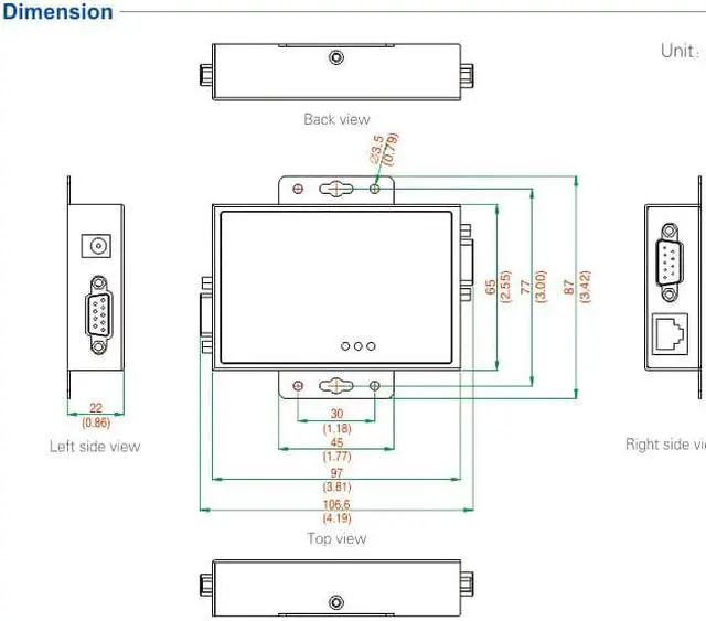 Alt view image 7 of 7 - UOTEK RS-232 to RS-485 Converter RS232 To RS485 Conversion Adapter DB9 Connector RS-485 Each Line 600W Lightning Surge ProtectIion With Power UT-2216