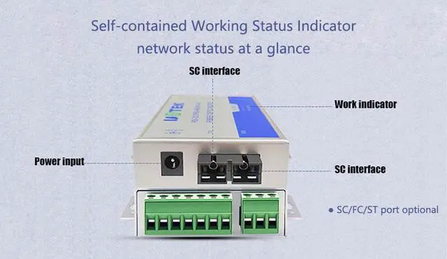 Alt view image 3 of 7 - 2PCS UOTEK RS232 RS485 RS422  to Fiber Optic MODEM SC ST FC Ports 460kbps Optical-Fiber Converter Transceiver Supports Master-slave Mode UT-277