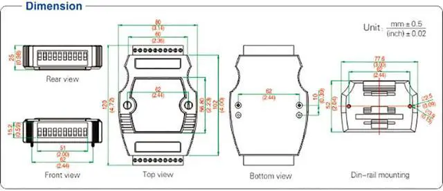 Alt view image 7 of 7 - UOTEK Digital 8 Channel Optical Isolated Wet Contact I/O Input Module Controller IO RS-232 RS-485 Adapter Modbus-RTU Support Wet and Dry Node Input UT-5518