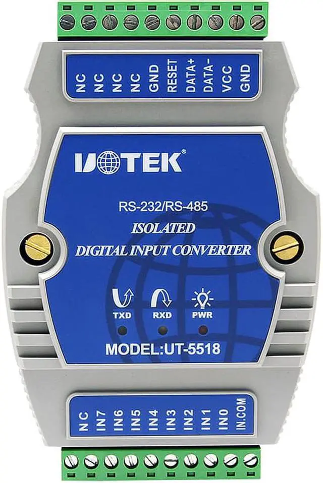 Main image of UOTEK Digital 8 Channel Optical Isolated Wet Contact I/O Input Module Controller IO RS-232 RS-485 Adapter Modbus-RTU Support Wet and Dry Node Input UT-5518