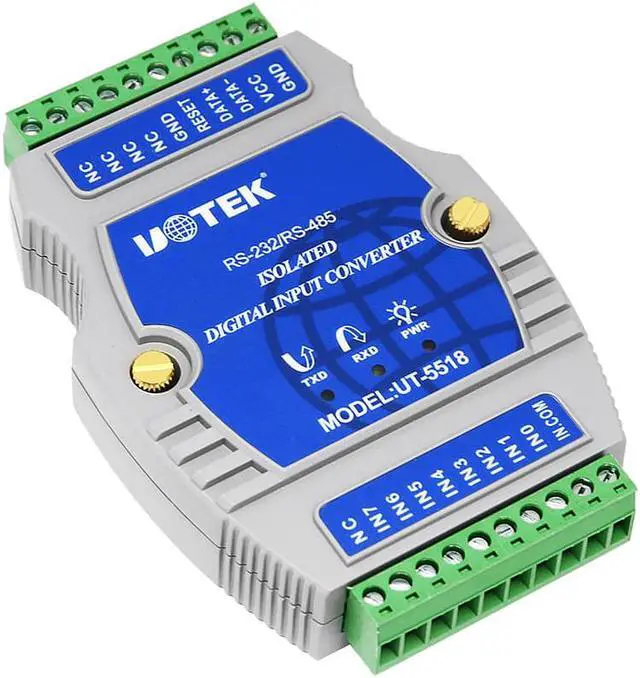 Alt view image 3 of 7 - UOTEK Digital 8 Channel Optical Isolated Wet Contact I/O Input Module Controller IO RS-232 RS-485 Adapter Modbus-RTU Support Wet and Dry Node Input UT-5518