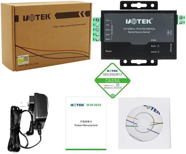Alt view image 4 of 4 - UOTEK Industrial 10/100M TCP IP to RS485 RS422 Adapter TCP/IP to RS-485 RS-422 Converter RJ45 Serial Device Server UT-6011M