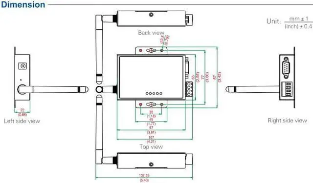 Alt view image 6 of 6 - UOTEK Industrial 10/100M TCP/IP to RS-232 RS-485 RS-422 WIFI Server Converter TCP IP to RS232 RS485 RS422 RJ45 Serial Device Adapter 802.11b/g/n UT-9061