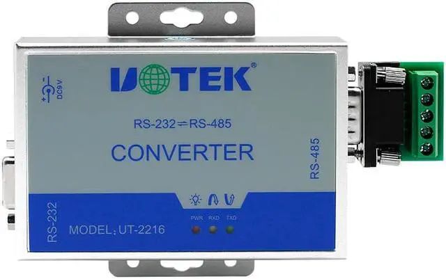 Main image of UOTEK RS-232 to RS-485 Converter RS232 To RS485 Conversion Adapter DB9 Connector RS-485 Each Line 600W Lightning Surge ProtectIion With Power UT-2216