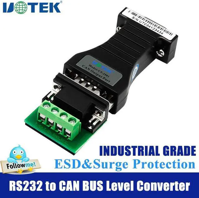 Main image of UOTEK Industrial Grade RS232 to CAN BUS Level Converter Canbus to RS-232 Adapter UT-2501 Connector Half Duplex 300BPS-115.2KBP