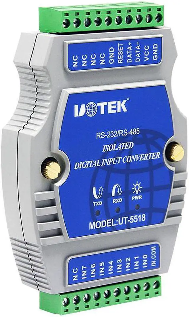 Alt view image 4 of 7 - UOTEK Digital 8 Channel Optical Isolated Wet Contact I/O Input Module Controller IO RS-232 RS-485 Adapter Modbus-RTU Support Wet and Dry Node Input UT-5518