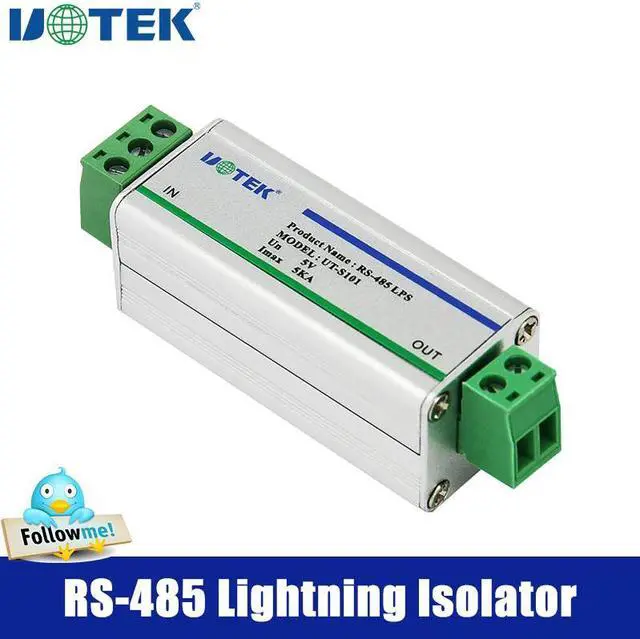 Main image of UOTEK Industrial Grade RS-485 Lightning Isolator Arrester RS485 Isolation Module Surge Protector ESD Level4 IP30 5KA 6V DC 4.2V AC 10M BPS Multi-protection UT-S101