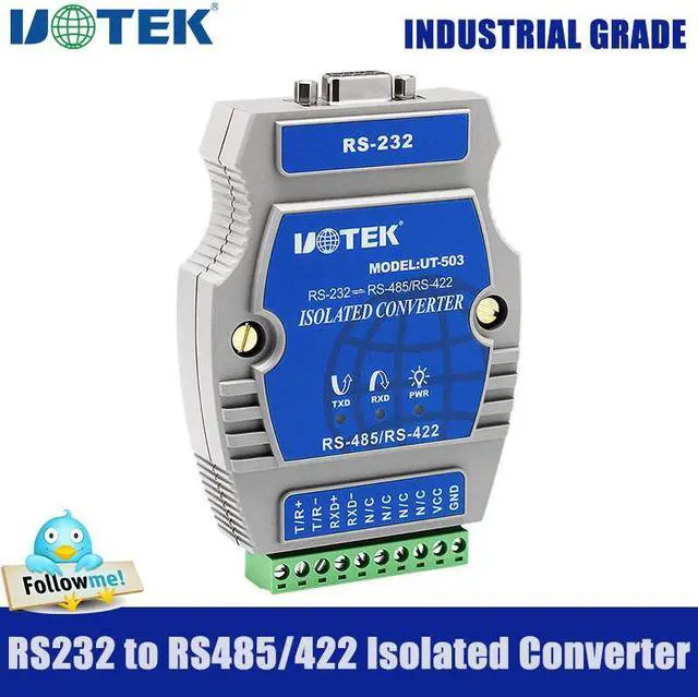 Main image of UOTEK Industrial RS-232 to RS-485 RS-422 Converter DB9 RS232 to RS485 RS422 Adapter RS 232 485 422 Connector Isolation UT-503