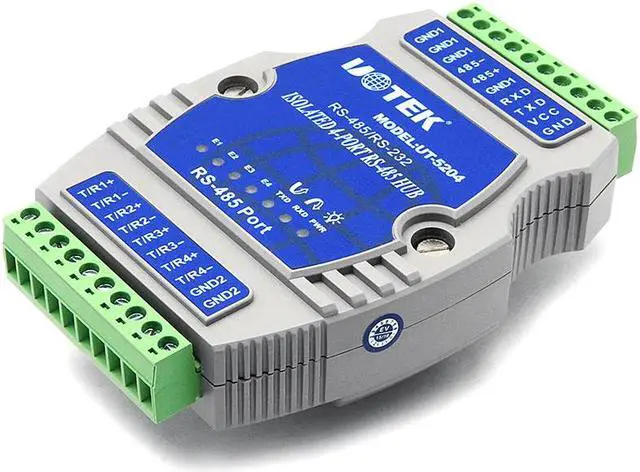 Alt view image 2 of 7 - UOTEK RS232 RS485 to RS485 Hub 4 Ports RS-485 Din Rail Hub Industrial Grade RS485 Serial Converter Hub with 600W Lightning Surge Protection UT-5204