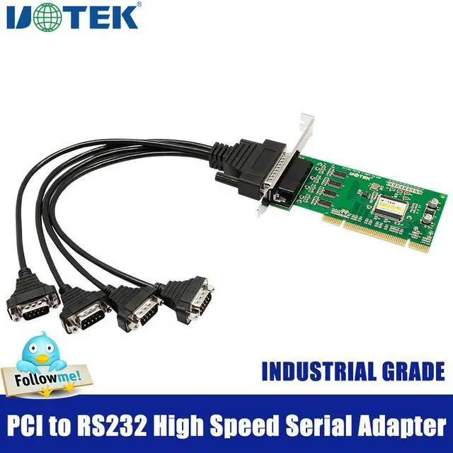 Main image of UOTEK Industrial PCI to 4 Ports RS232 High Speed Serial Card RS232 to PCI DR44 Expansion Converter DB9 Connector UT-764 Adapter with ESD Protection