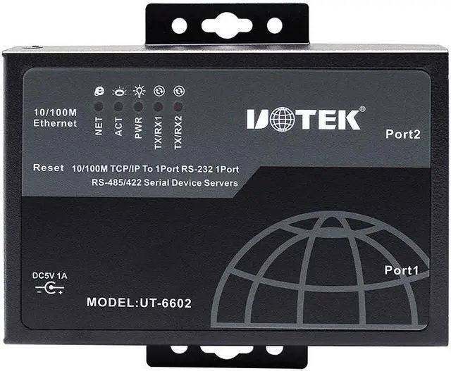 Main image of UOTEK 10/100M TCP/IP to RS-232 RS-485 RS-422 Converter TCP IP to RS232 RS485 RS422 RJ45 Serial Device Adapter UT-6602 with Adaptive Ethernet Port Support Manual Setting