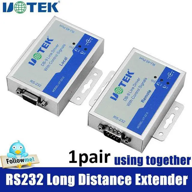 Main image of 1Pair UOTEK Industrial Grade RS-232 Serial Extension Driver Converter RS232 Adapter UT-2212 Long Distance Extender Connector