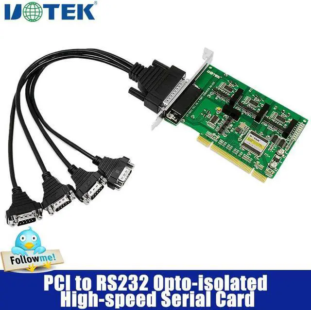 Main image of UOTEK Industrial PCI to 4-Port RS232 High-Speed Serial Card with Optical Isolation RS232 Serial Expansion Card DB9 Connector Adapter UT-764I