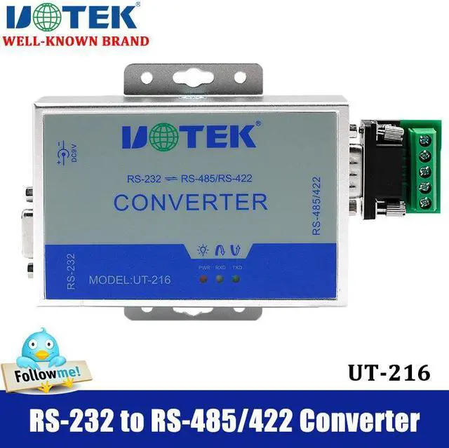 Main image of UOTEK RS232 to RS485 RS422 Converter RS-485 RS-422 to RS-232 Adapter DB9 Com Connector RJ45 Port 600W Lightning Surge Protection UT-216