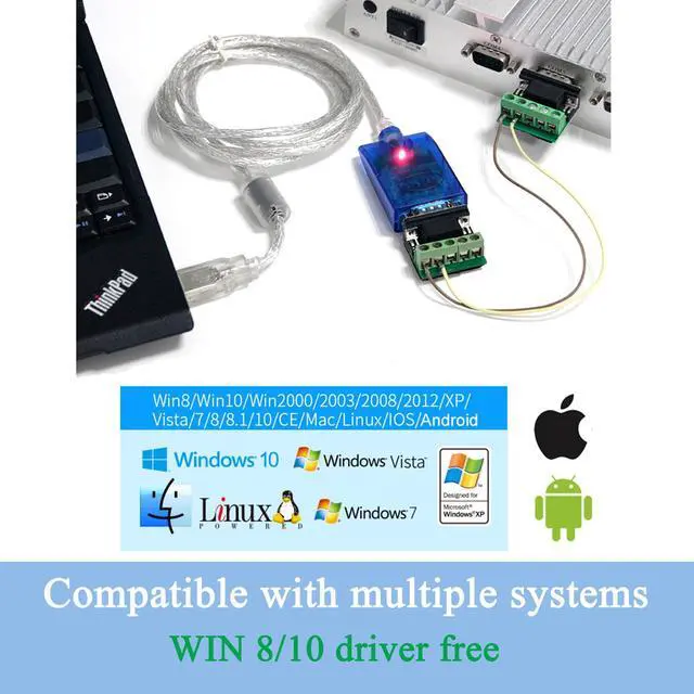 Alt view image 7 of 7 - UOTEK USB to RS-485 RS-422 Converter Cable 4.9FT RS485 RS422 to USB Adapter with FTDI Chip Support USB 2.0 Win11/10/8/7/XP/Vista/Mac System UT-890A