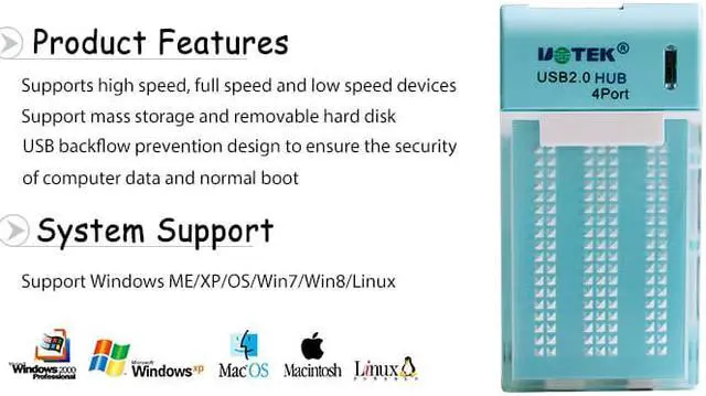 Alt view image 2 of 7 - UOTEK 5Pin Mini 4 Ports USB2.0 Hub Mobile Phone Tablet Digital Charging Hub OTG High-speed Expansion Max480Mbps UT-803