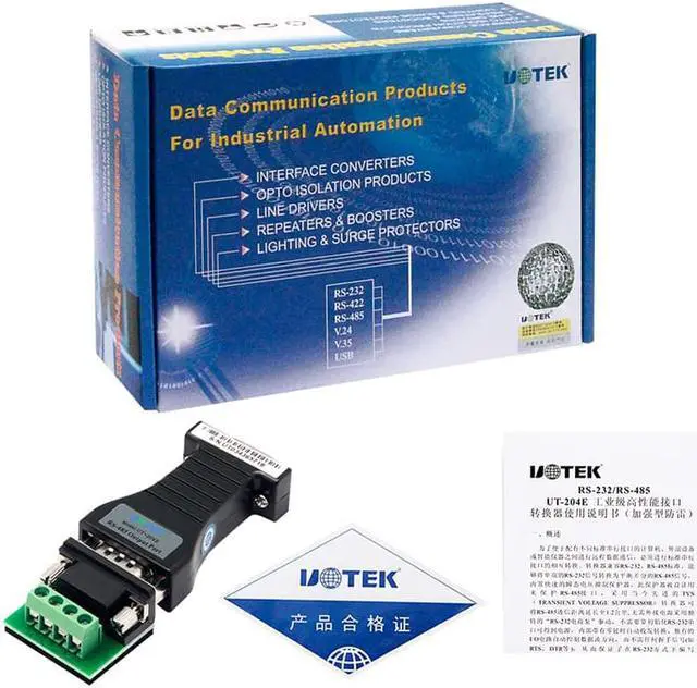 Alt view image 5 of 7 - UOTEK Industrial RS232 to RS485 Converter Serial Adapter DB9 Female Male Connector with Terminal Block UT-204E