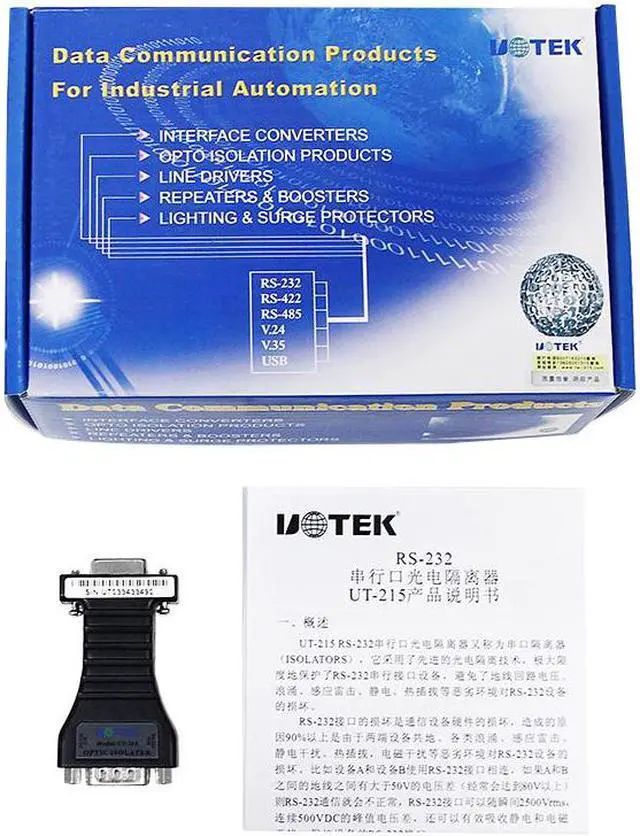 Alt view image 6 of 7 - UOTEK Industrial RS232 5 Bits Isolated Converter Serial Adapter Optical Isolator ±3KV ESD Protection UT-215