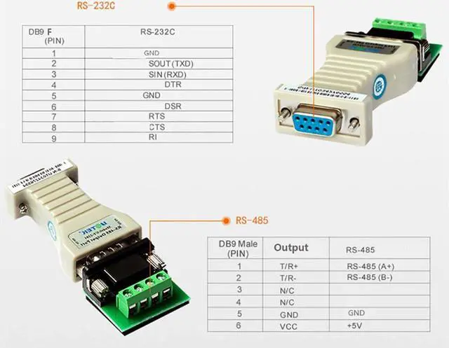 Alt view image 2 of 7 - UOTEK Mini RS-232 to RS-485 Converter RS232 To RS485 Conversion Adapter DB9 Connector Bidirectional Transmission UT-2201