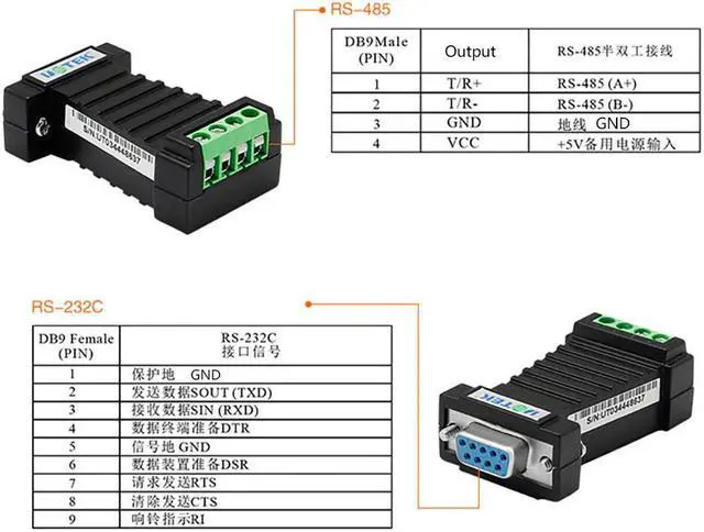 Alt view image 6 of 7 - UOTEK Mini RS-232 to RS-485 Converter RS232 To RS485 Conversion Adapter DB9 Connector Half Duplex UT-2211