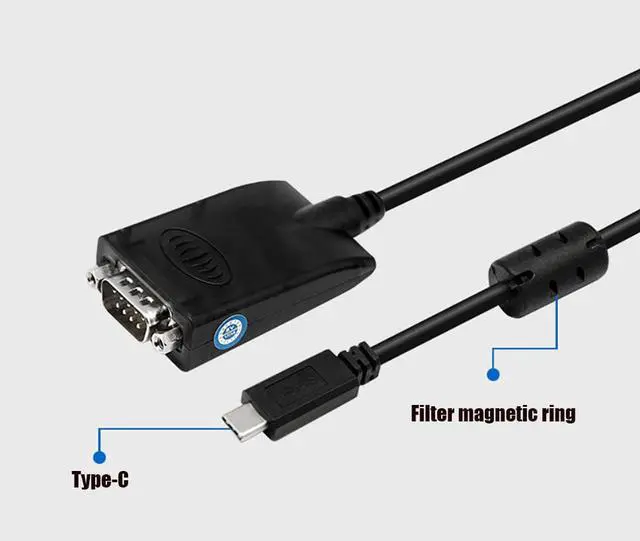 Alt view image 3 of 7 - UOTEK Black 1.5M USB Type C to RS232 Converter USB-C Male DB9 RS-232 Cable Serial Adapter Surge Protection UT-880-TC Supports Win2000/2003/2008/2012/XP/Vista/7/8/8.1/10/CE/Mac/Linux