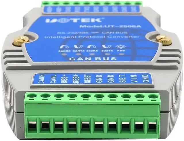 Alt view image 3 of 7 - UOTEK RS232 RS485 to Canbus Converter with Protocol Industrial Grade RS232 RS485 CAN BUS Adapter Terminal Block Connector Isolation UT-2506A