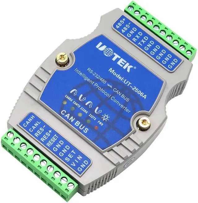 Alt view image 2 of 7 - UOTEK RS232 RS485 to Canbus Converter with Protocol Industrial Grade RS232 RS485 CAN BUS Adapter Terminal Block Connector Isolation UT-2506A