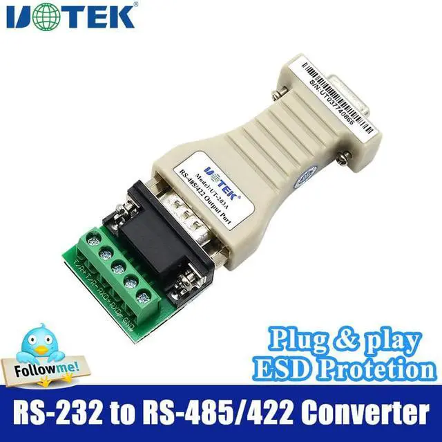 Main image of UOTEK Mini Port-powered RS232 to RS485 RS422 Converter Adapter DB9 Connector Plug & Play UT-203A