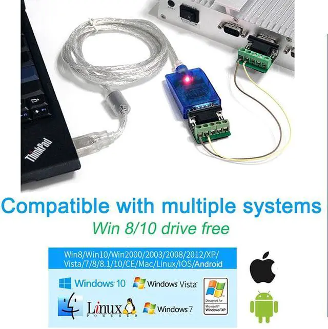 Alt view image 4 of 7 - UOTEK 4.9FT USB to RS485 RS422 Converter Adapter with FTDI Chip RS-485 RS-422 to USB Cable DB9 Connector Support USB2.0 Win10/8/7/XP/Vista/Mac System UT-890A