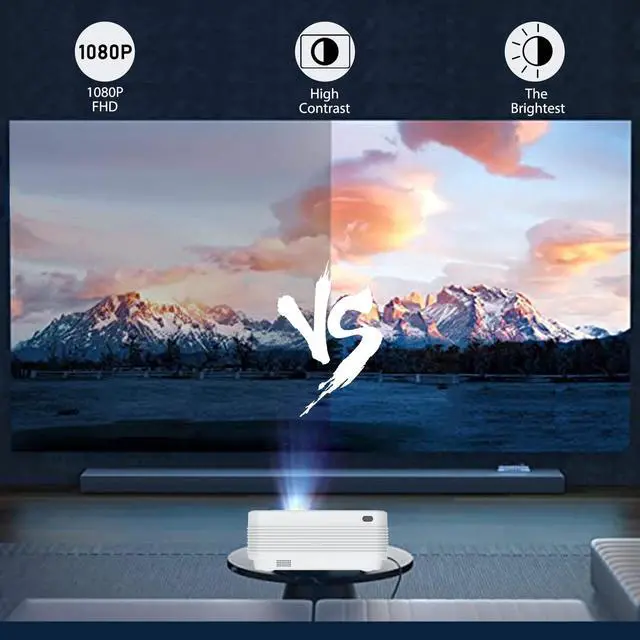 Alt view image 4 of 7 - UOTEK Portable Projector HD WiFi2.4G/5G Android/iOS LED Wireless Home Projector 1080P LCD 300 Lumens