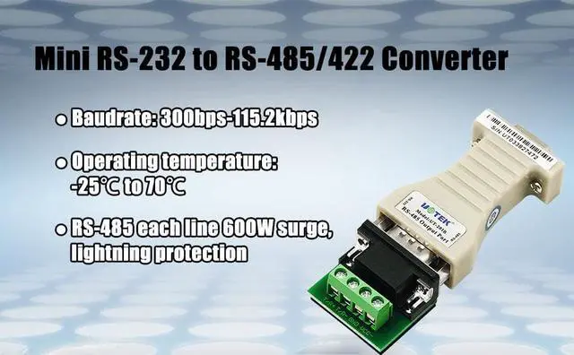 Alt view image 7 of 7 - UOTEK Mini RS232 to RS485 Converter RS 232 DB9 RS-232 To RS-485 Adapter Serial Connector Half Duplex Anti Lightning UT-201B