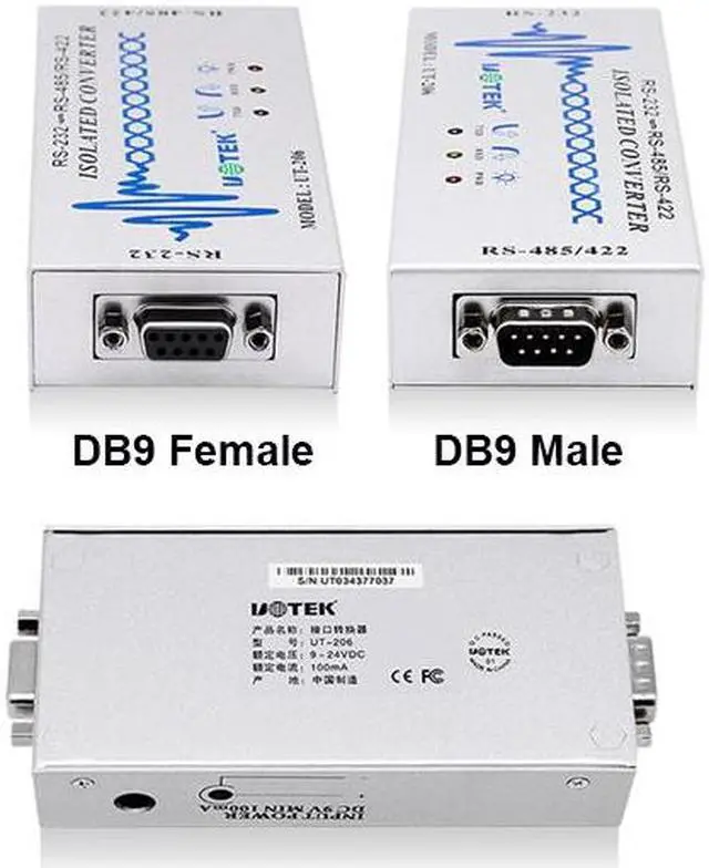 Alt view image 5 of 7 - UOTEK RS422 RS485 to RS232 Optoelectronic Isolated Converter RS-232 to RS-485/422 Adapter DB9 Famale Male Connector ESD Anti-Surge UT-206