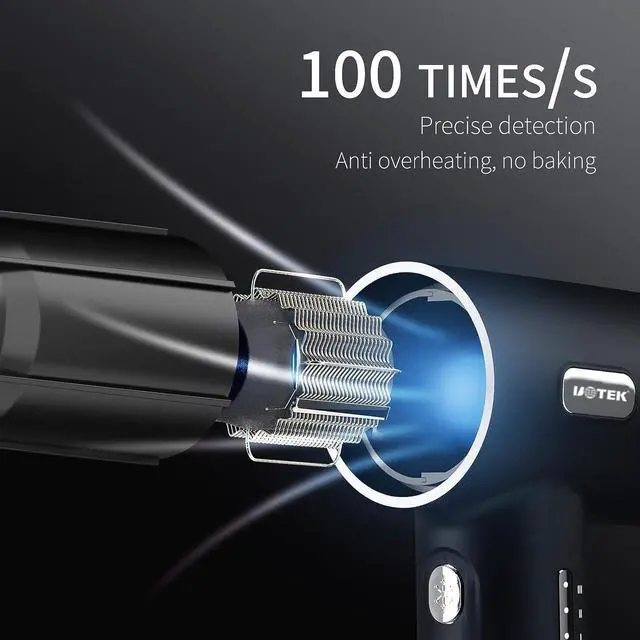 Alt view image 3 of 7 - UOTEK Hair Dryer Negative Lons High Speed Electric Blow Dryer with Diffuser 1800W Lightweight Low Noise Lonic Hairdrier Blow Dryer for Home,Travel,School 3 Temps 3 Speeds Black Hairdryer