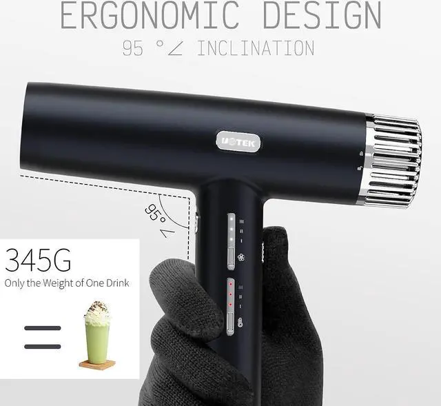 Alt view image 7 of 7 - UOTEK Hair Dryer Negative Lons High Speed Electric Blow Dryer with Diffuser 1800W Lightweight Low Noise Lonic Hairdrier Blow Dryer for Home,Travel,School 3 Temps 3 Speeds Black Hairdryer