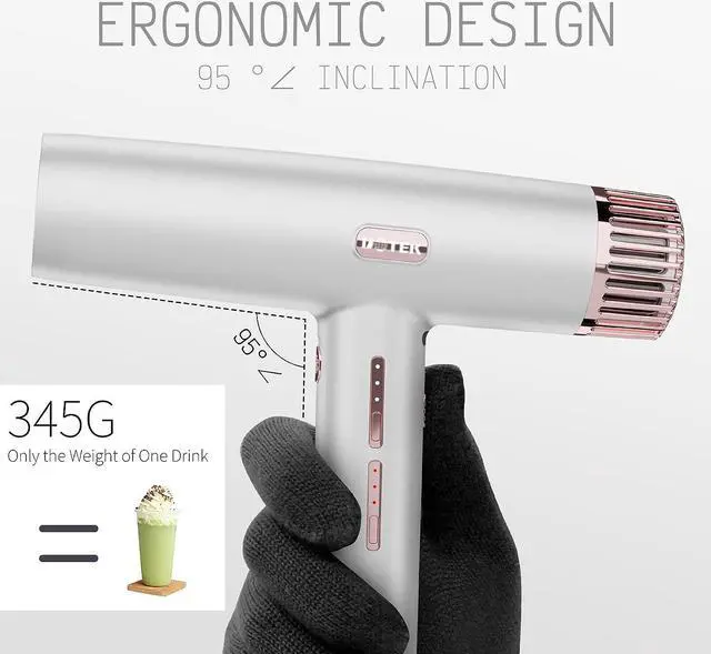 Alt view image 7 of 7 - UOTEK Blow Dryer Lightweight Portable Ionic Hair Dryer With Diffuser 110, 000 Rpm Brushless Motor For Fast Drying Professional Hair Dryers For Women Perfect For Travel White Hairdryer