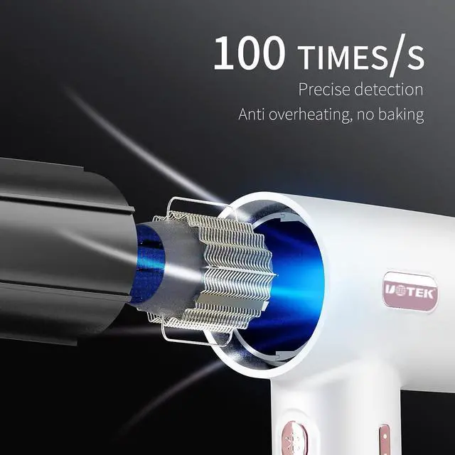 Alt view image 3 of 7 - UOTEK Blow Dryer Lightweight Portable Ionic Hair Dryer With Diffuser 110, 000 Rpm Brushless Motor For Fast Drying Professional Hair Dryers For Women Perfect For Travel White Hairdryer