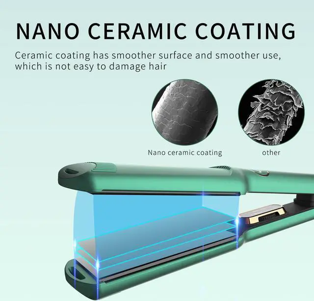 Alt view image 6 of 7 - UOTEK Hair Straightener 1.5 Inch Small Flat Iron Ionic Salon Hair Flat Iron  with PTC Heating Plate for Short Hair Pencil Straightener green