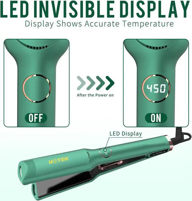 Alt view image 4 of 7 - UOTEK Hair Straightener 1.5 Inch Small Flat Iron Ionic Salon Hair Flat Iron  with PTC Heating Plate for Short Hair Pencil Straightener green