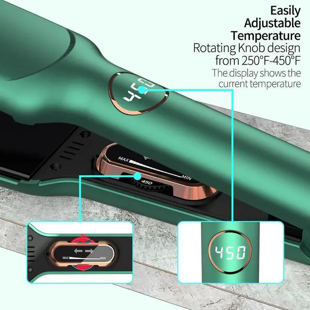 Alt view image 2 of 7 - UOTEK Hair Straightener 1.5 Inch Small Flat Iron Ionic Salon Hair Flat Iron  with PTC Heating Plate for Short Hair Pencil Straightener green