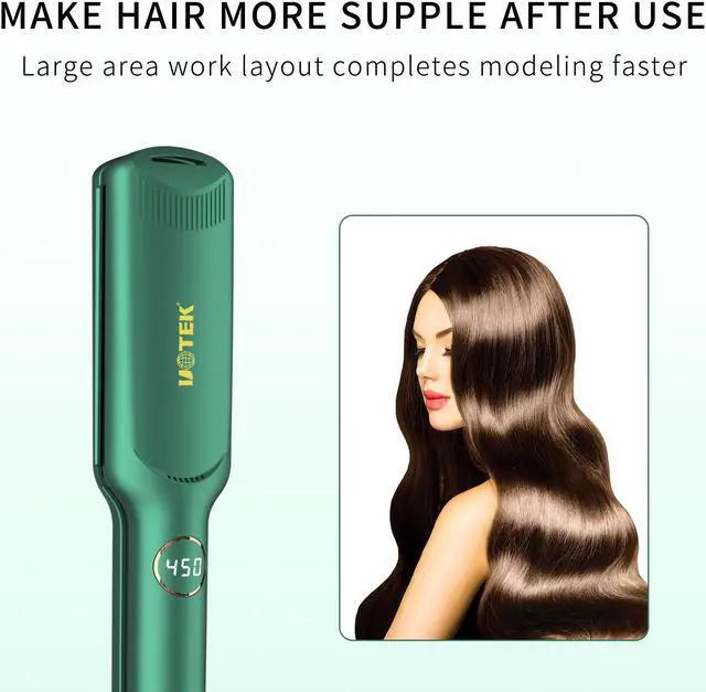 Alt view image 7 of 7 - UOTEK Hair Straightener 1.5 Inch Small Flat Iron Ionic Salon Hair Flat Iron  with PTC Heating Plate for Short Hair Pencil Straightener green