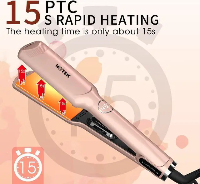 Alt view image 3 of 7 - UOTEK Hair Straightener 1.5 Inch Small Flat Iron Ionic Salon Hair Flat Iron  with PTC Heating Plate for Short Hair Pencil Straightener rose gold